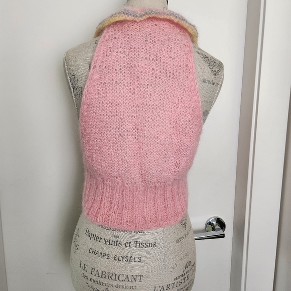 60s Pastel Mohair Cardigan Sweater Vest - Picture 3 of 13